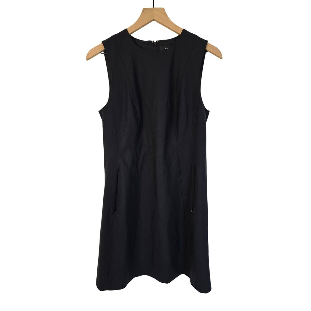 Theory Navy Wool Blend Shift Dress Sz 8 | Minimalist Work Chic